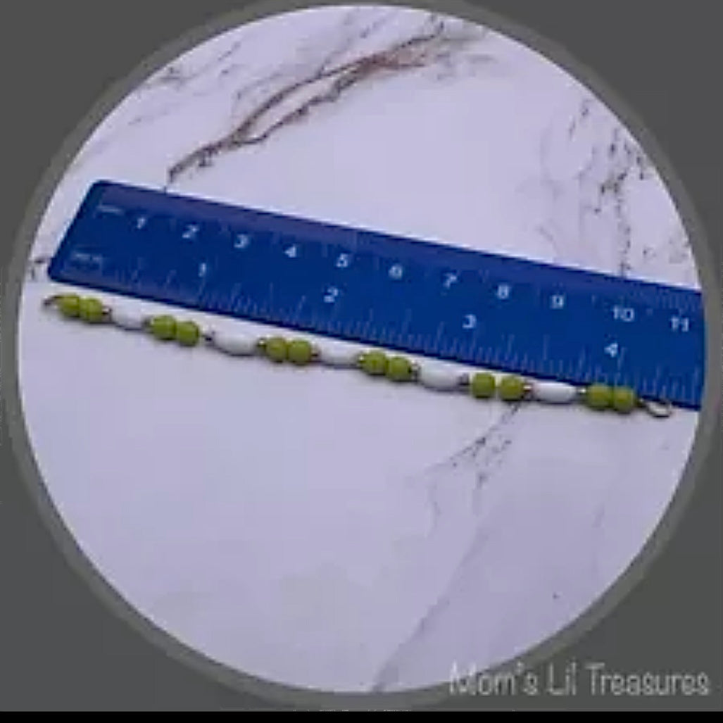 Green White Beaded Necklace for 14” Doll fits Wellie Wisher Doll