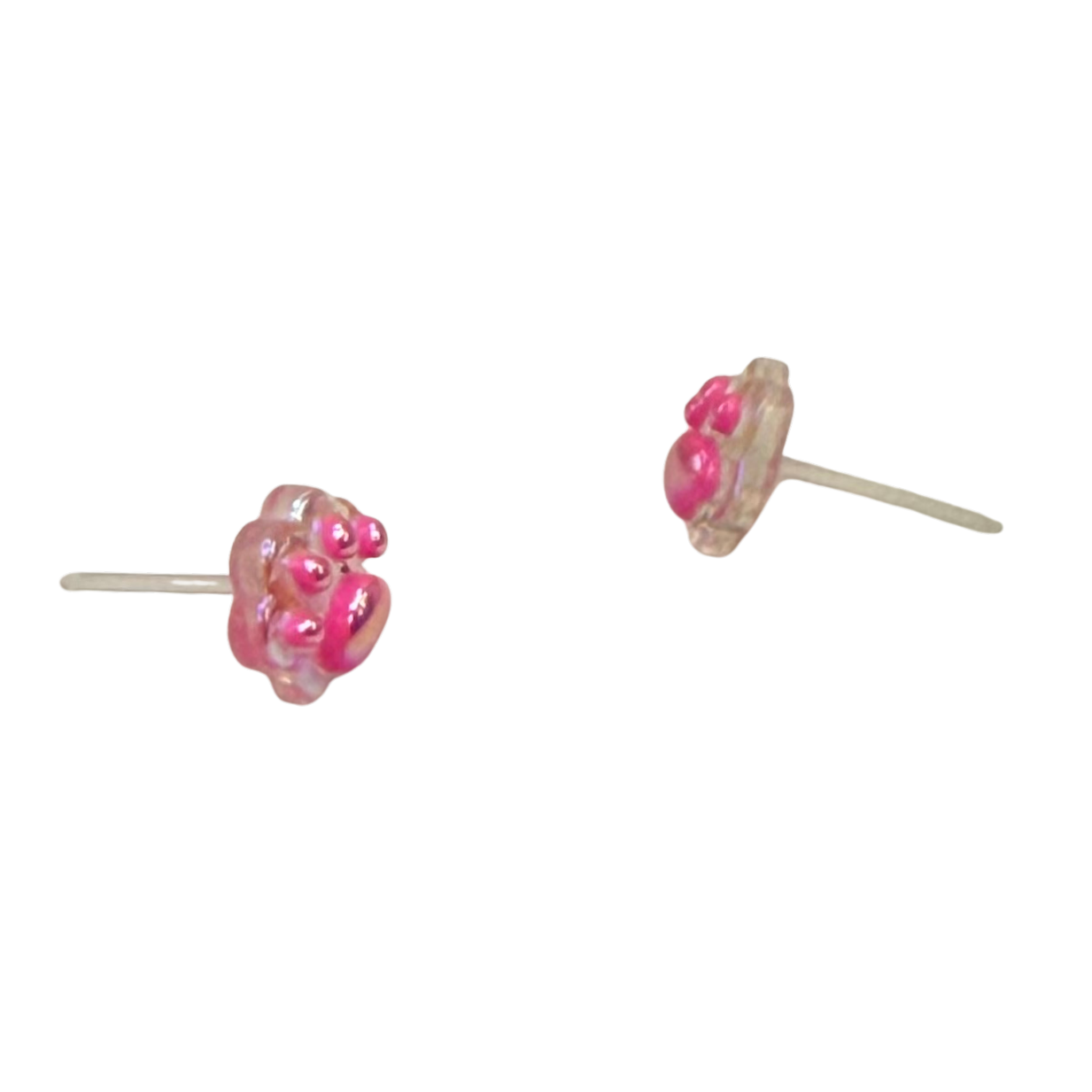 Pink Translucent Acrylic Paw Print Post Doll Earrings • 18 Inch Fashion Doll Jewelry