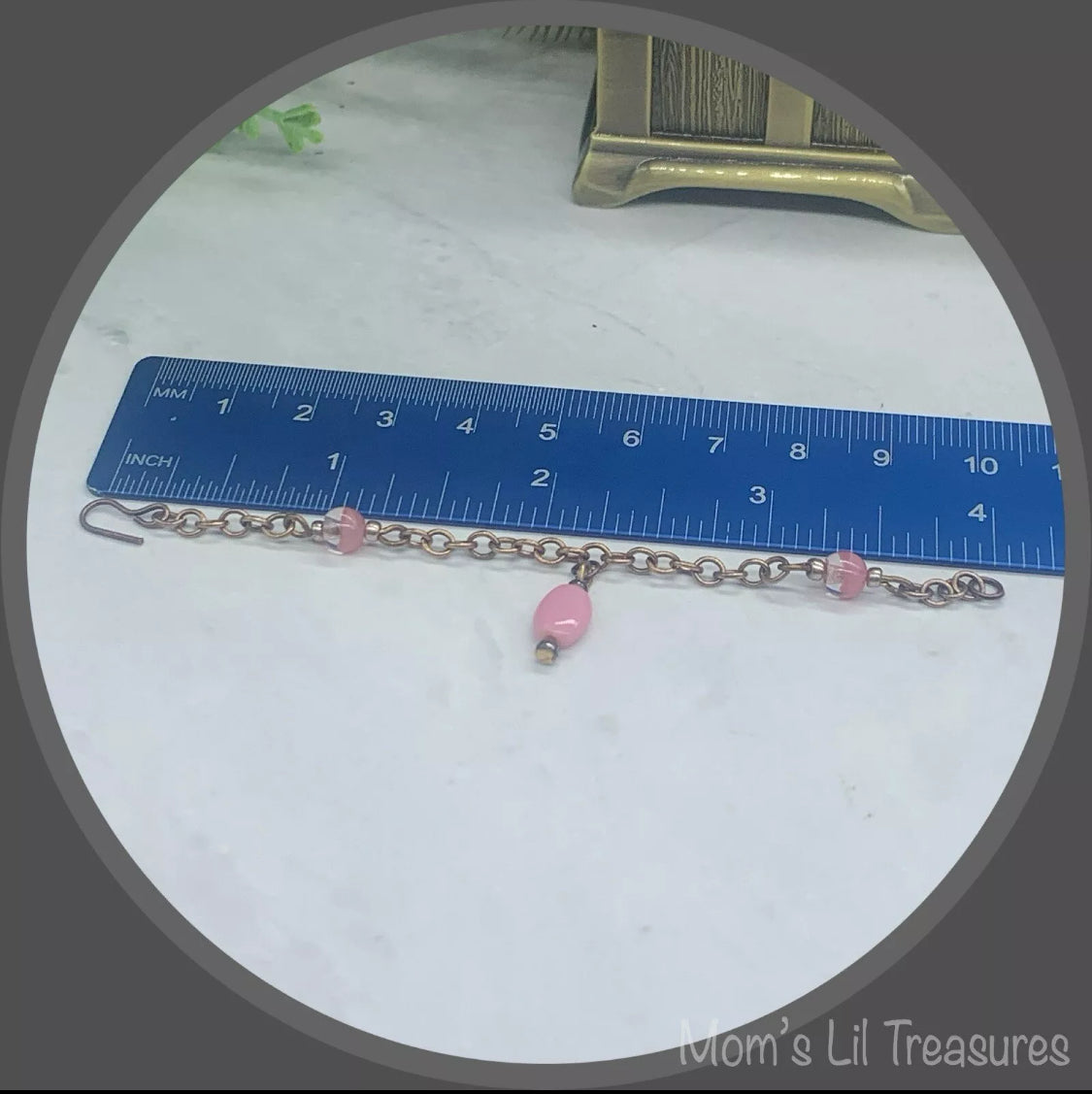 Pink Glass Copper Chain Doll Necklace Earrings Set • 16” Fashion Doll Jewelry
