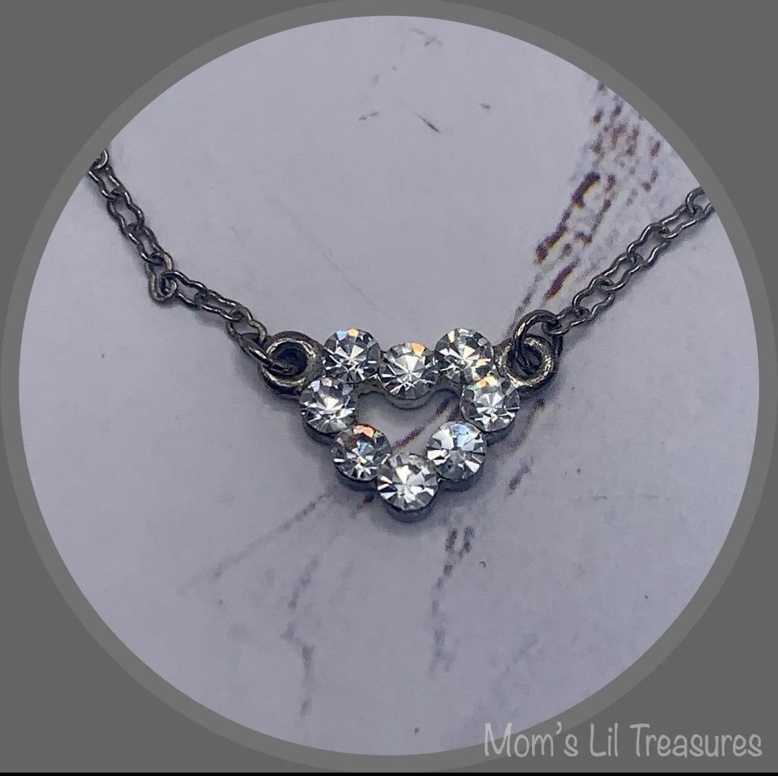 Silver Chain Rhinestone Heart Pendant Doll Necklace •18 Inch Fashion Doll Jewelry