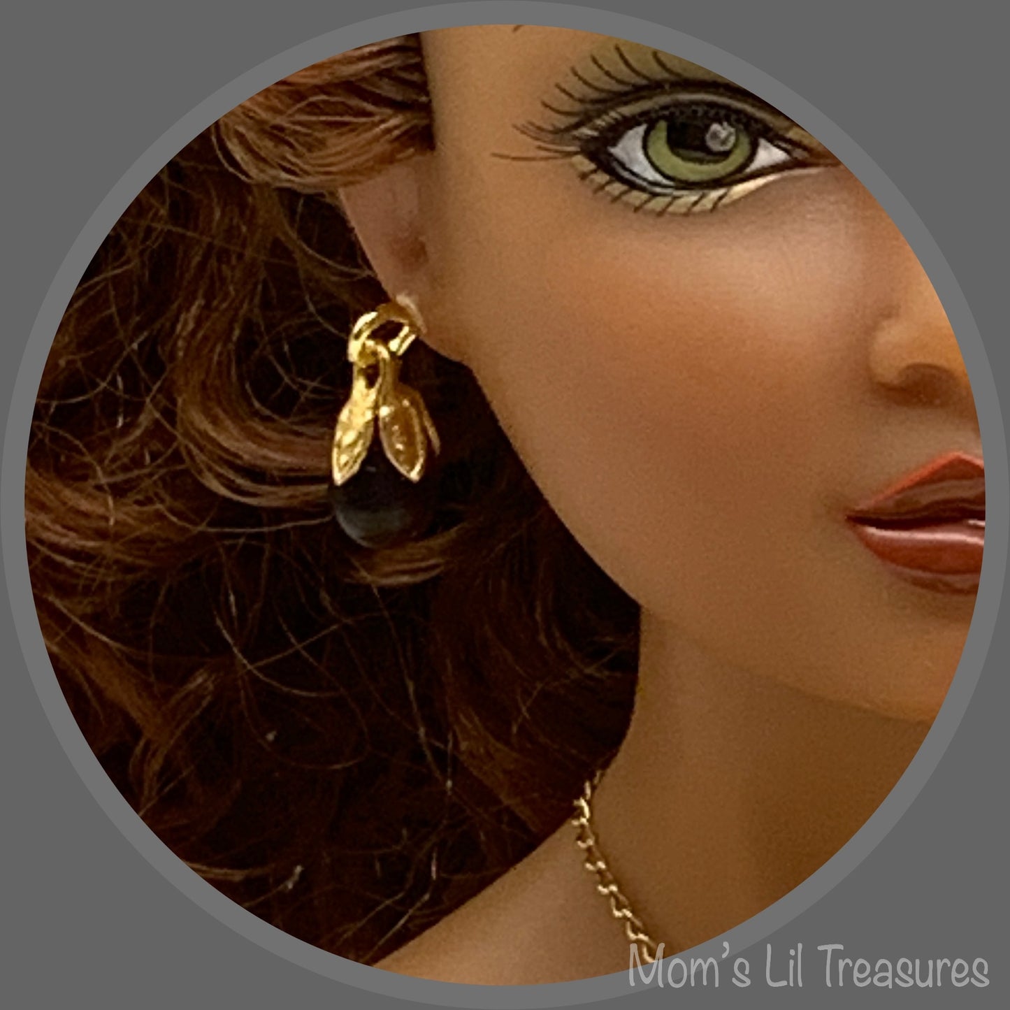 16” Fashion Doll Jewelry • Wine Red Teardrop Glass Doll Necklace Earrings Set