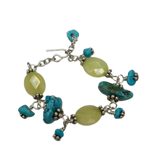 Light Green Turquoise Blue Beaded Dangle Doll Bracelet • 18 Inch Doll Jewelry