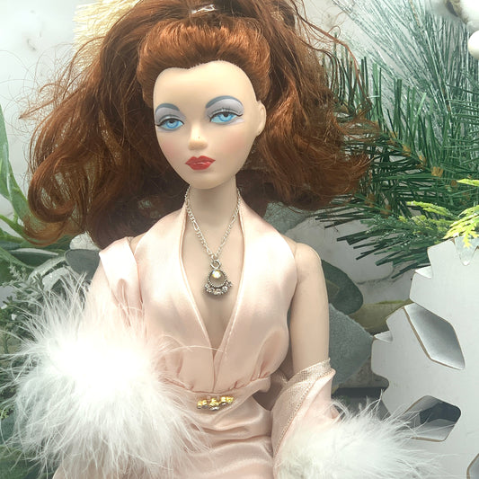 Rhinestone Pendant Silver Chain Doll Necklace • 16 Inch Fashion Doll Jewelry