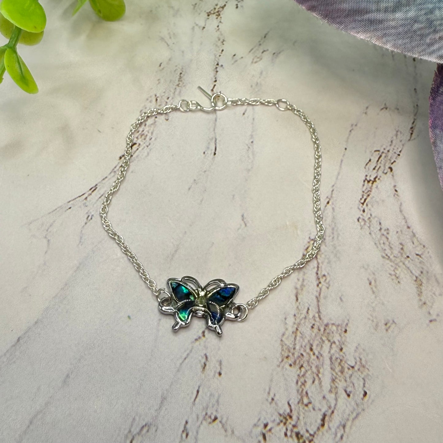 Blue Turquoise Enamel Butterfly Charm Silver Doll Necklace • 18 Inch Fashion Doll Jewelry