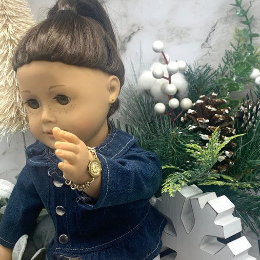 Gold Tone Watch Doll Bracelet • 18 Inch Fashion Doll Jewelry