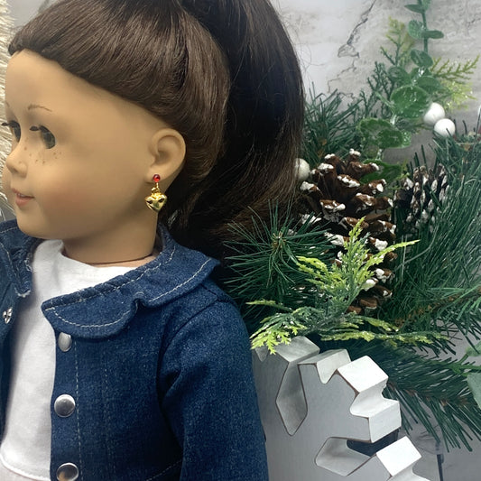Gold Heart Doll Earring DANGLES • fits 18” American Girl Doll