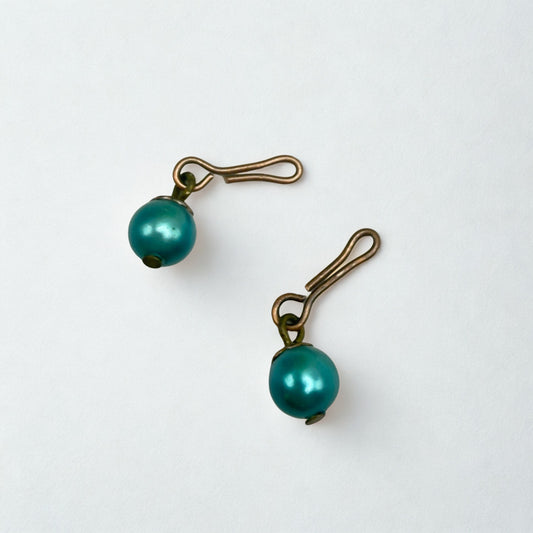 Turquoise Green Pearl Dangle Doll Earrings • 10-12 Inch Fashion Doll Jewelry 1:6