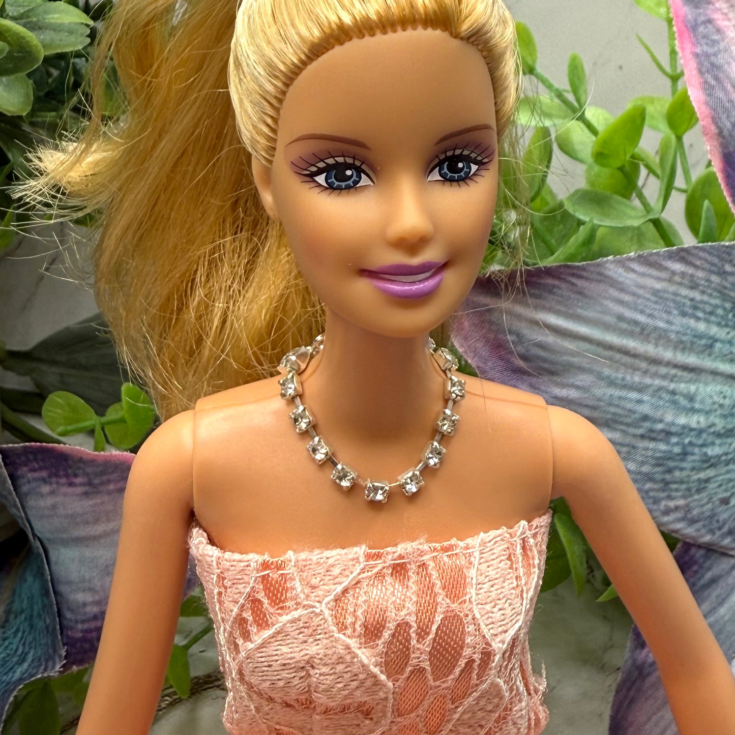 Clear Rhinestone Silver Doll Necklace • 10-12” 1:6 Fashion Doll Jewelry
