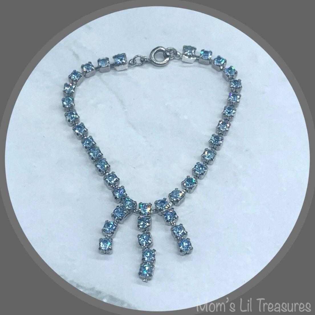 Light Blue Rhinestone Doll Necklace • 18 inch Fashion Doll Jewelry