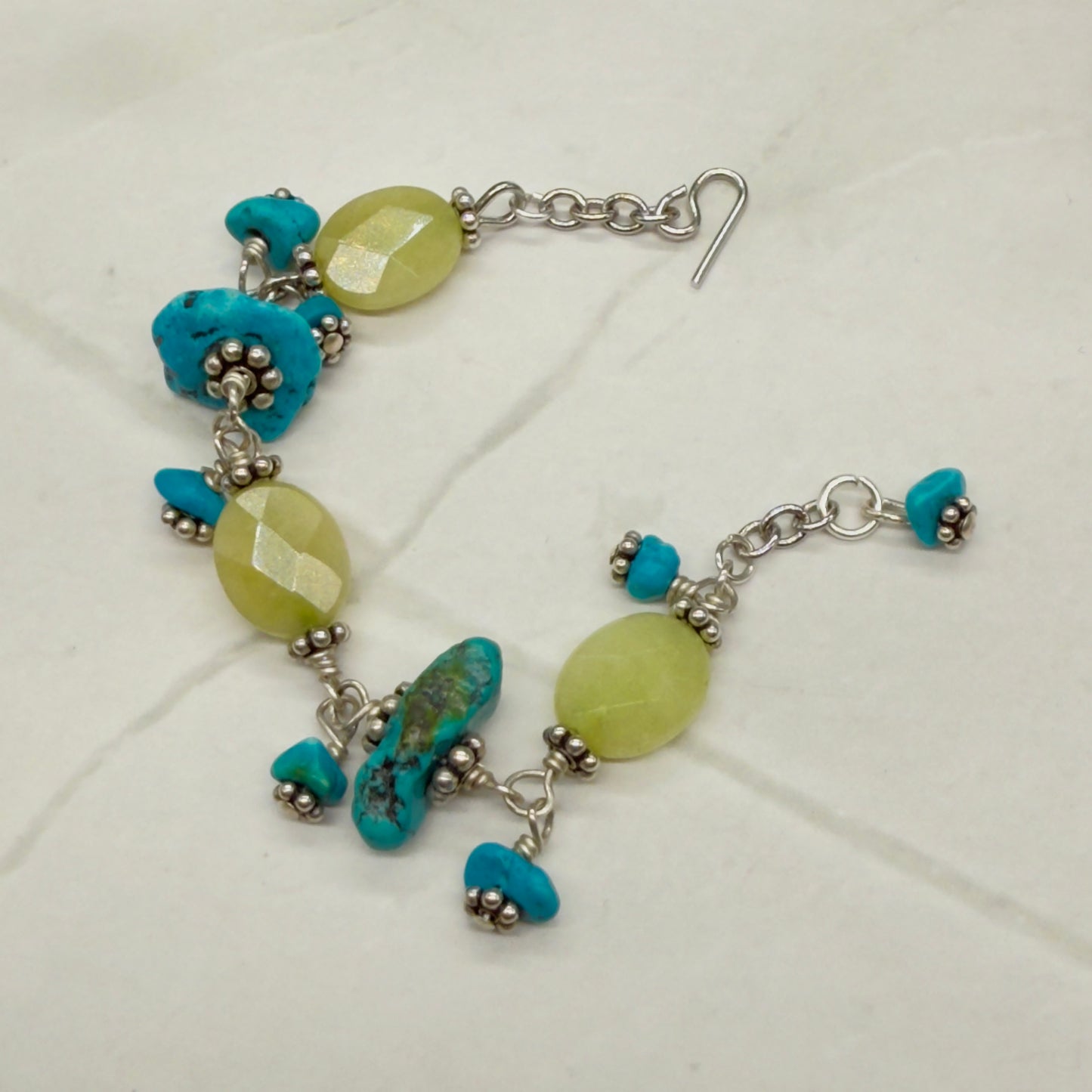 Light Green Turquoise Blue Beaded Dangle Doll Bracelet • 18 Inch Doll Jewelry