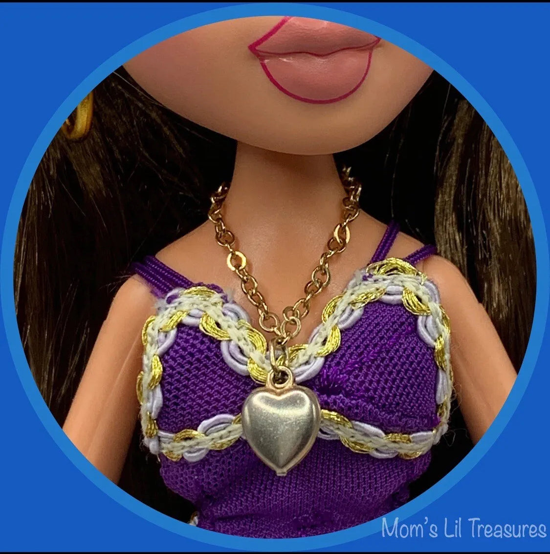 Gold Heart Charm Doll Necklace • 10-12” Doll Jewelry • for Rainbow High Bratz