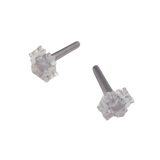 Acrylic Clear Glittery Snowflake Post Doll Earrings • 2mm Post for 18 Inch Fashion Doll