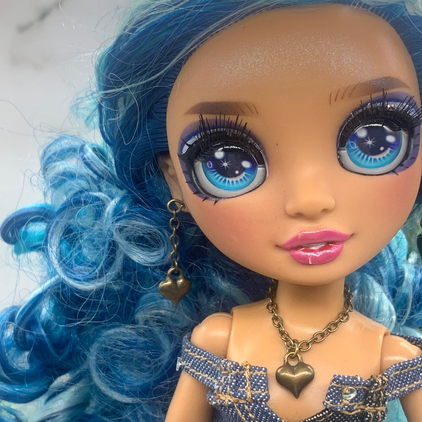 Heart Charm Chain Doll Necklace Earring Set for 10-12” Dolls fits Rainbow High