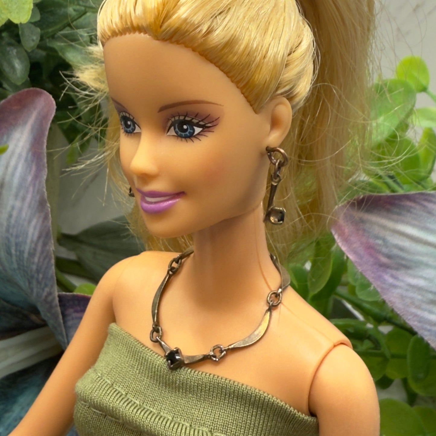 Copper Bronze Black Rhinestone Doll Necklace • 10-12” 1:6 Fashion Doll Jewelry