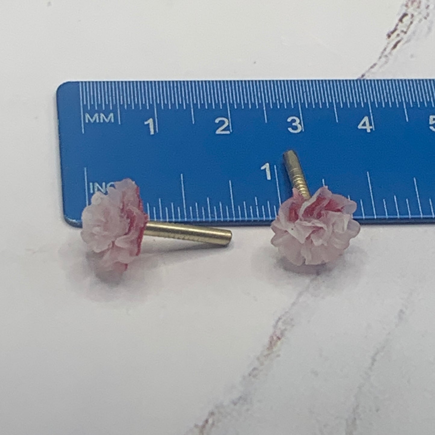Pink Flower Rose Post Doll Earrings 2mm Post • fits 18” American Girl Doll