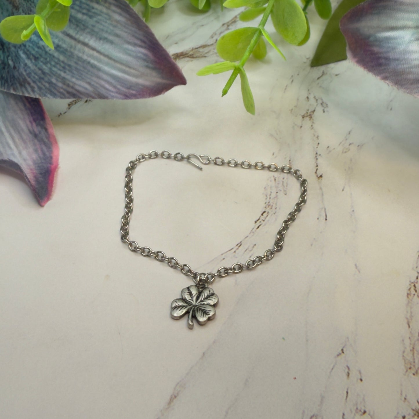 Silver Four Leaf Clover Luck Doll Necklace • 18 Inch Fashion Doll Jewelry