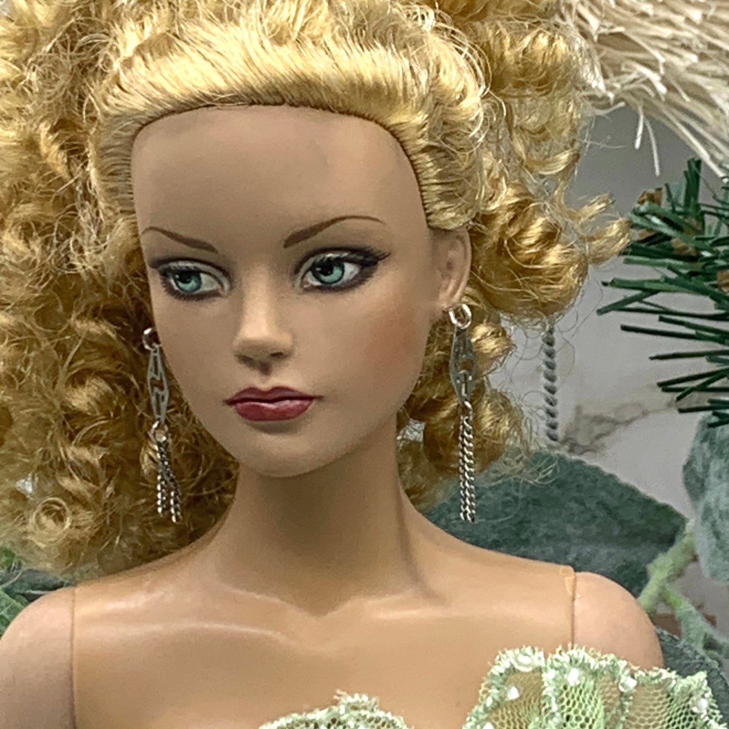 Silver Diamond Shaped Tassel Dangle Doll Earrings • 16” Fashion Doll Jewelry