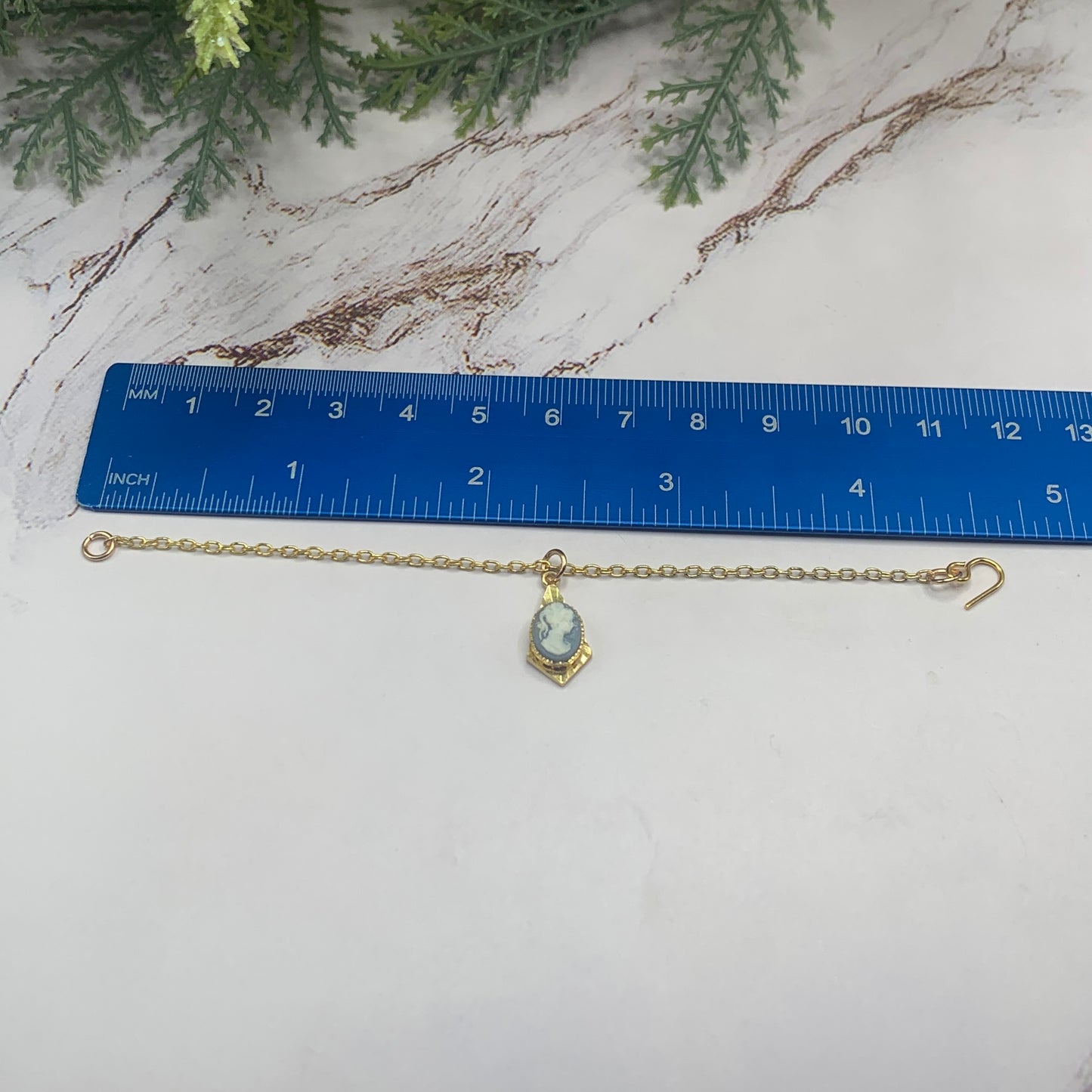 Blue Cameo Pendant Gold Chain Doll Necklace • 16 Inch Fashion Doll Jewelry