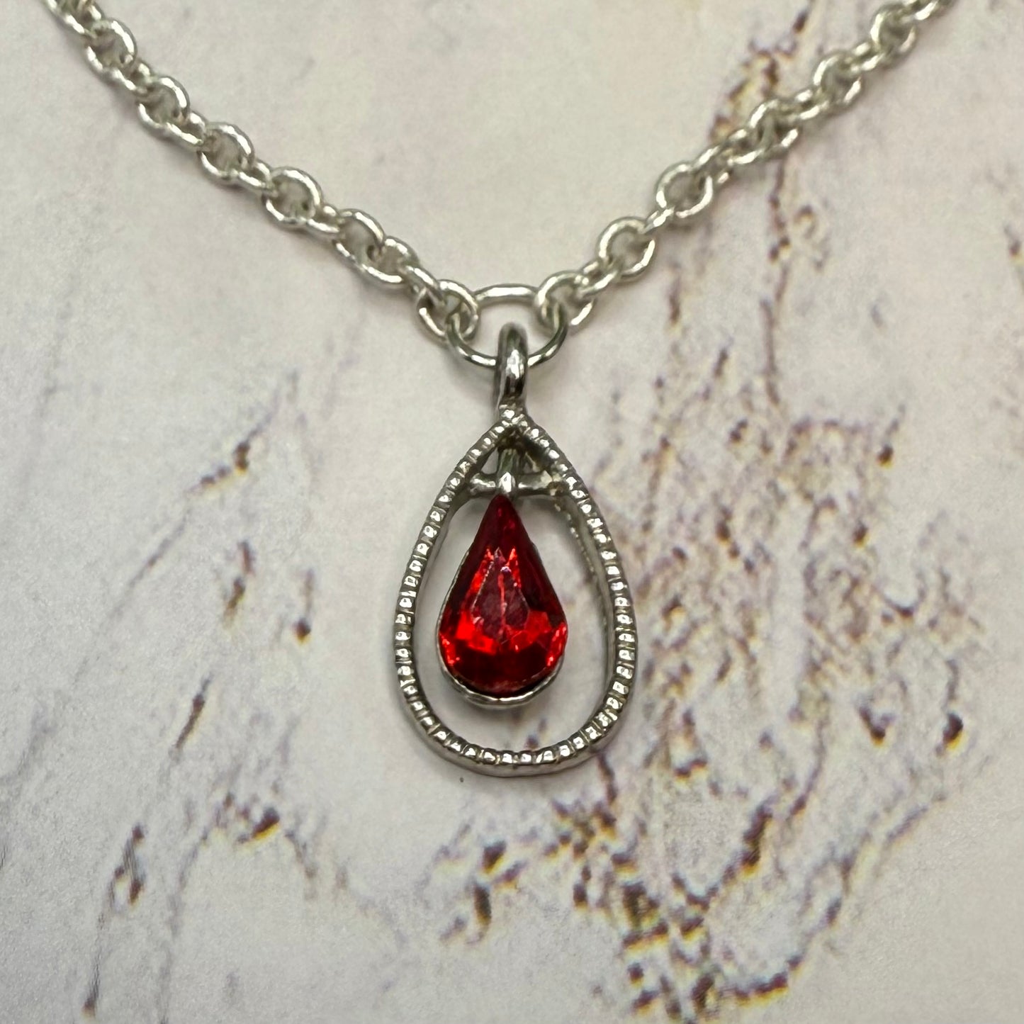 Red Teardrop Rhinestone Necklace & Earrings Set • 18” Fashion Doll Jewelry