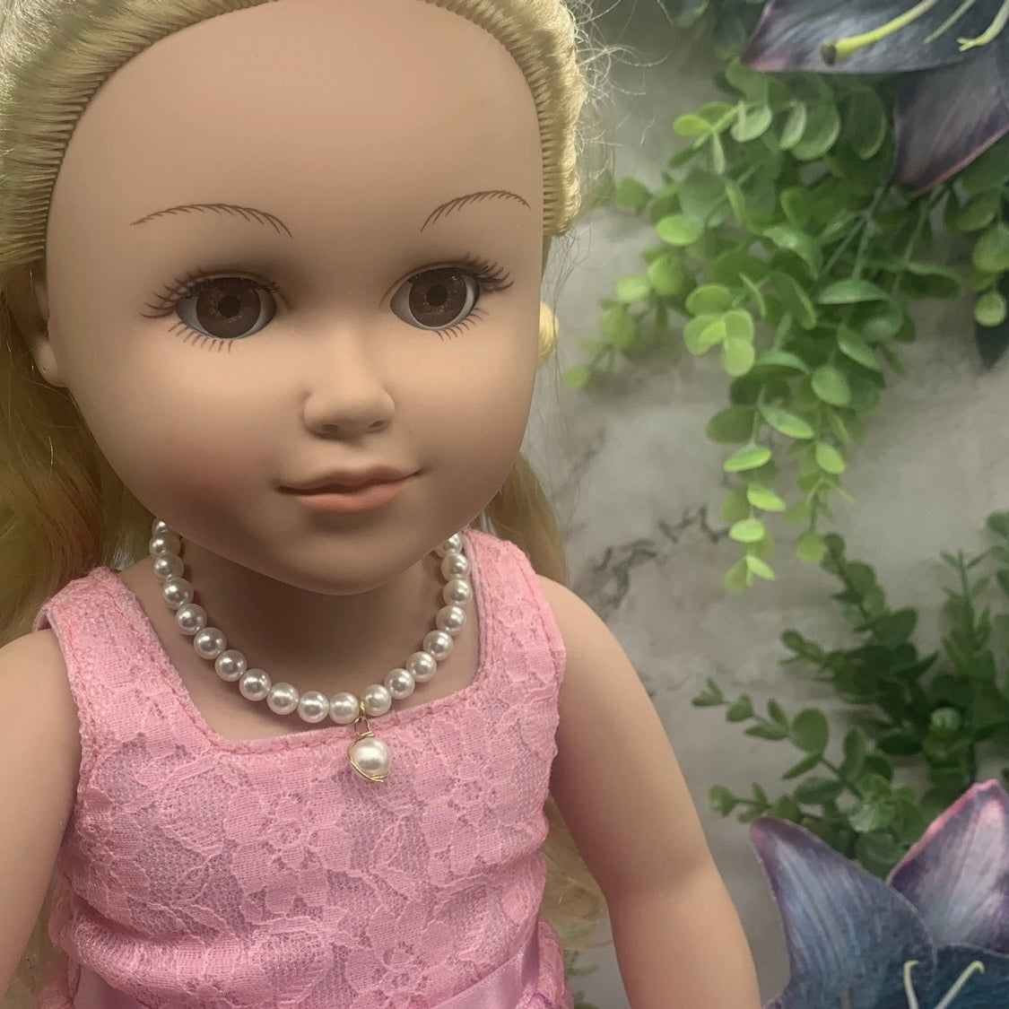 Pearl Strand Doll Necklace W/ Pendant • 18 Inch Fashion Doll Jewelry