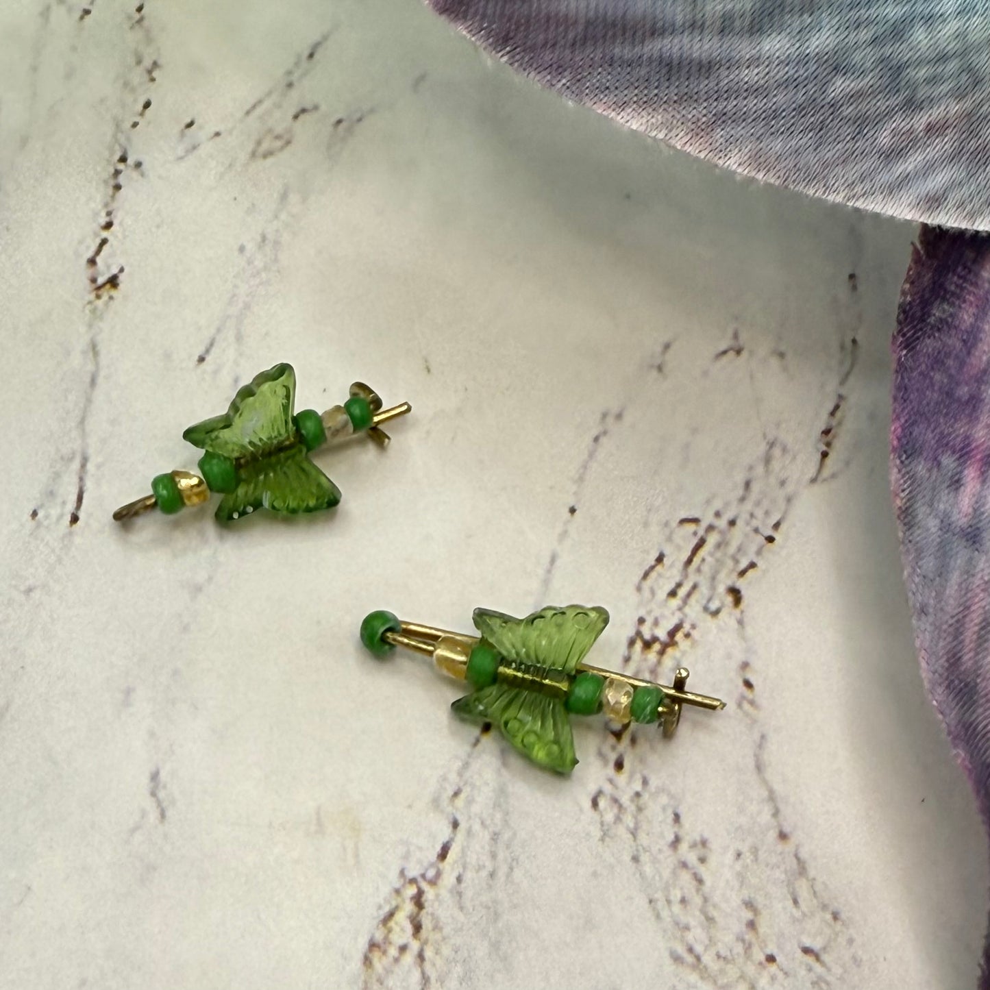 Green Butterfly Doll Hair Barrettes 14-18” Fashion Dolls • Doll Hair Accessories