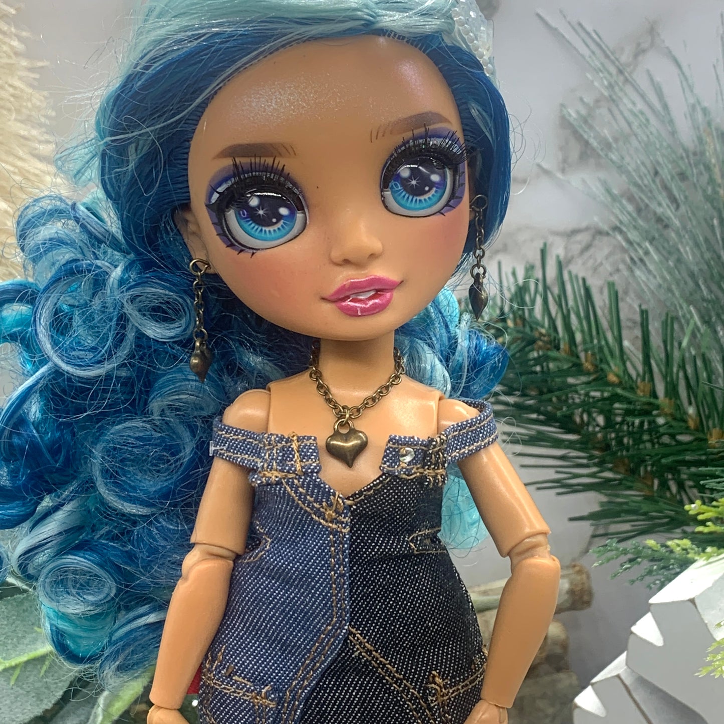 Heart Charm Chain Doll Necklace Earring Set for 10-12” Dolls fits Rainbow High