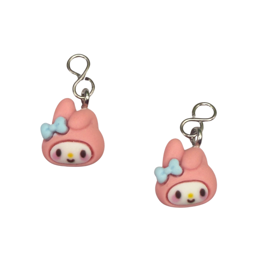 Pink Bunny Melody Sanrio Charm Doll Earring DANGLE ONLY • 18” Fashion Doll Jewelry