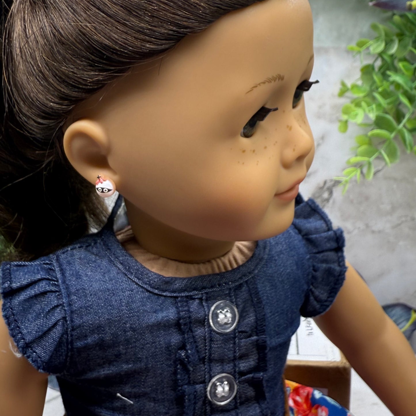 Mummy Halloween Post Doll Earrings • 2mm Post • fits 18” American Girl Doll