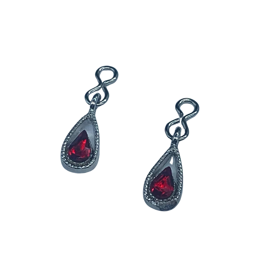 Red Rhinestone Silver Teardrop Doll Earring DANGLES •fits 18” American Girl Doll