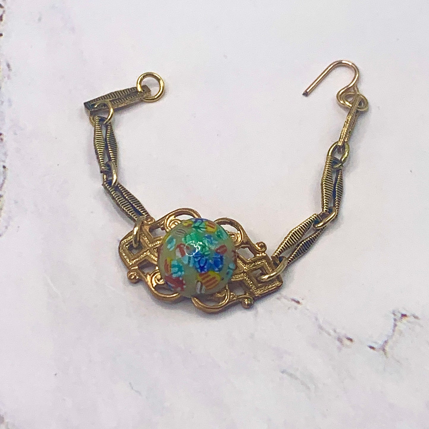 Multi Color Flower Design Gold Filigree Doll Bracelet •18” Fashion Doll Jewelry