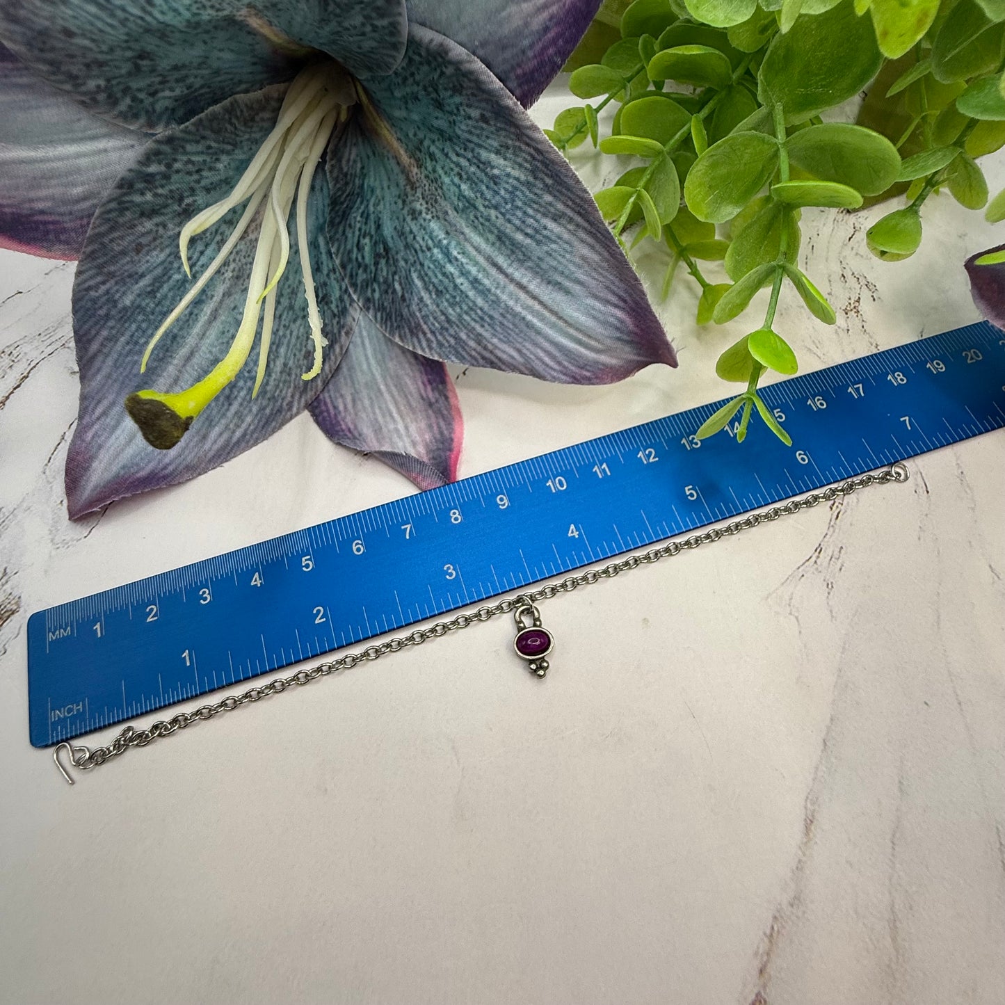 Purple Burgundy Enamel Charm Silver Chain Doll Necklace• 18 Inch Fashion Doll Jewelry