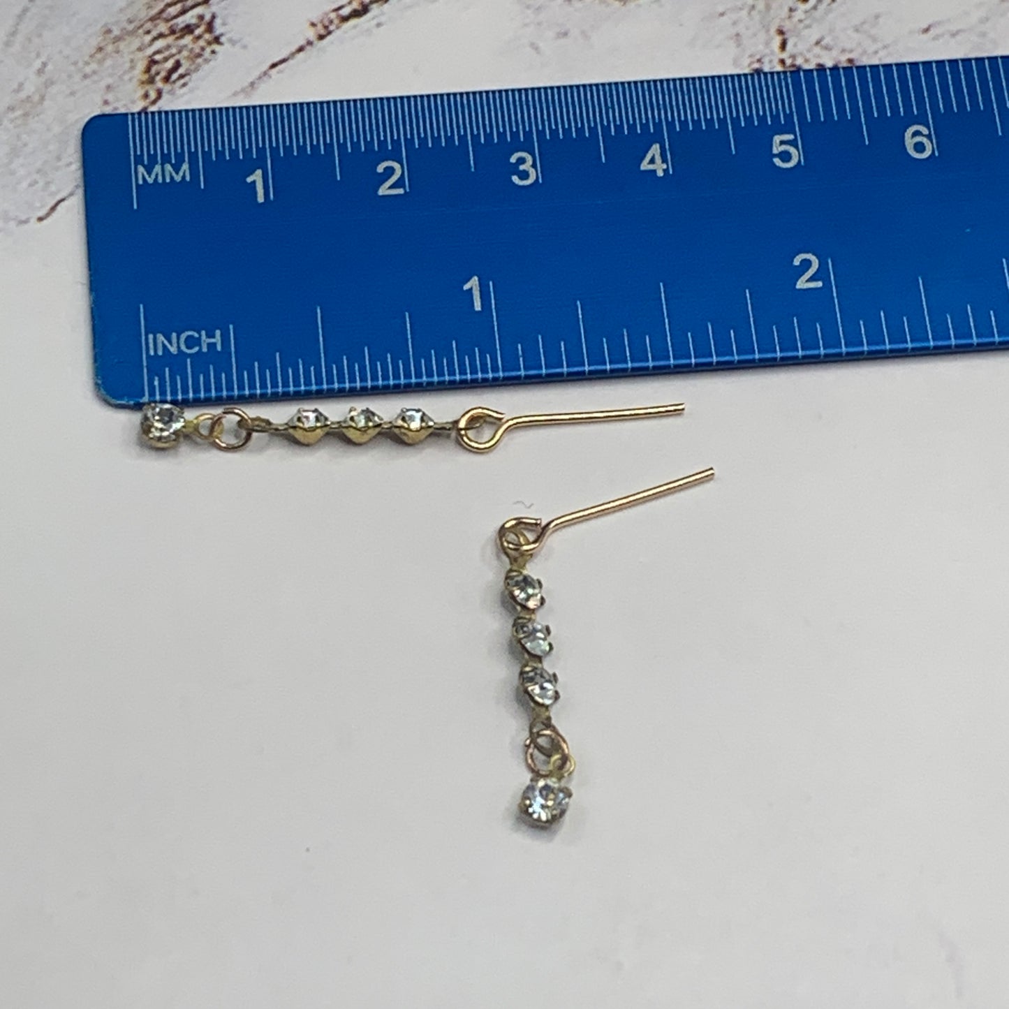 Clear Rhinestone Gold Dangle Doll Earrings • 16 Inch Fashion Doll Jewelry