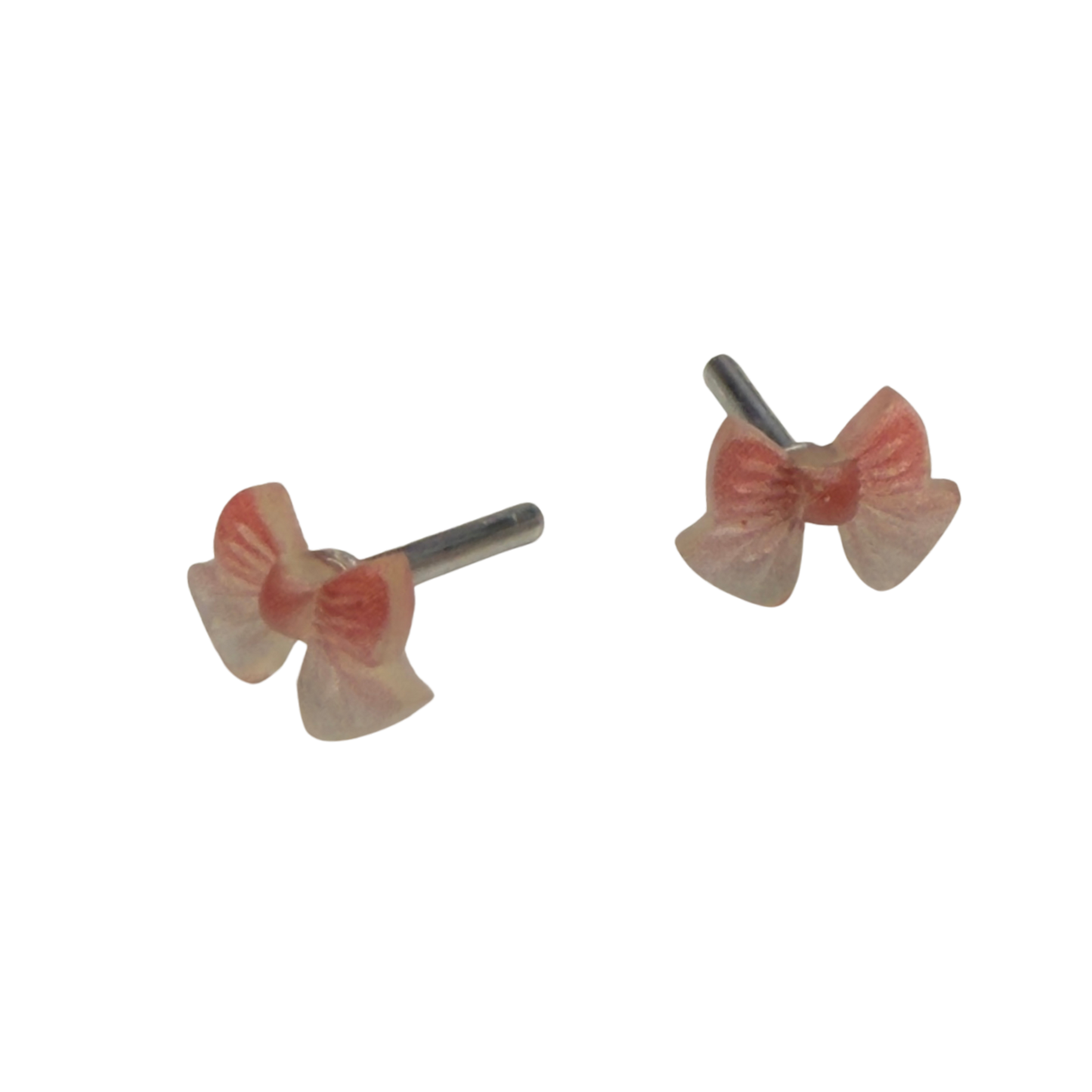 Translucent Pink Bow Post Doll Earrings •2mm Post fit 18 Inch Fashion Doll