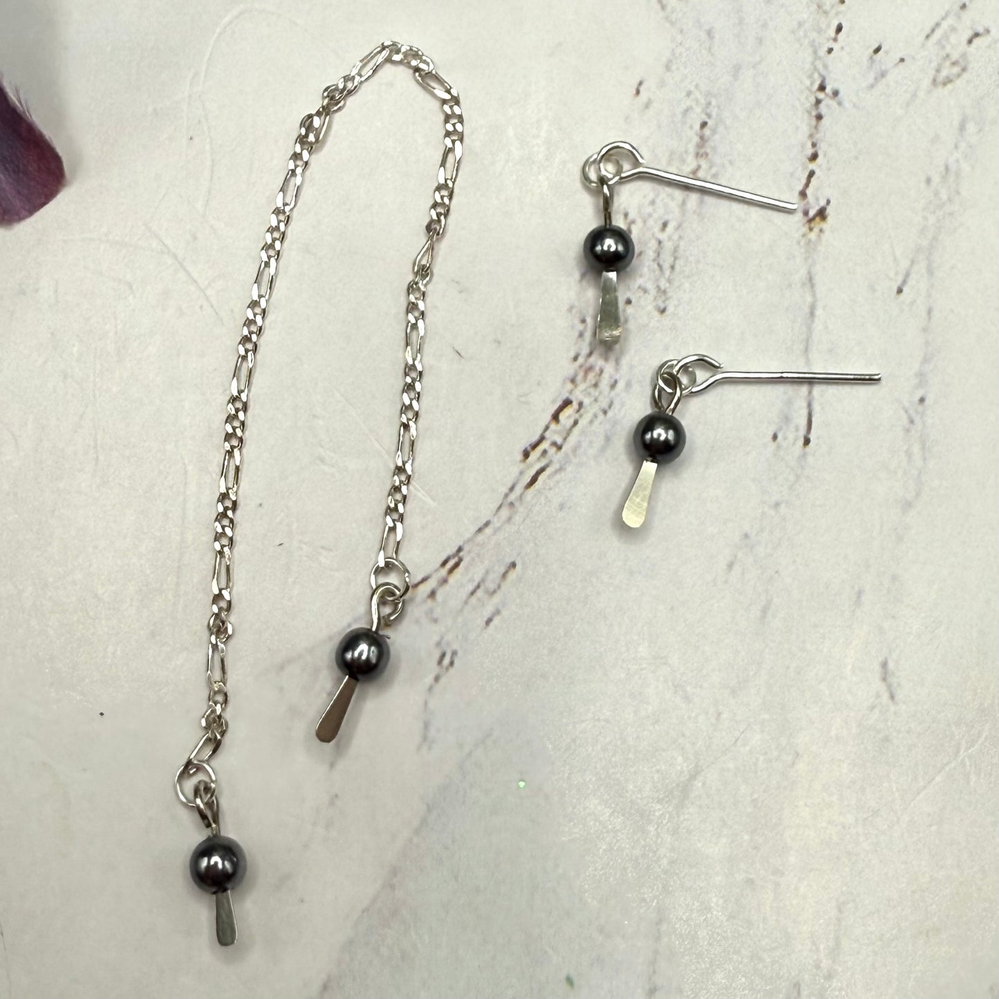 Gray Metallic and Silver Chain Wrap Style Necklace & Earrings Set • 10-12” 1:6 Fashion Doll Jewelry