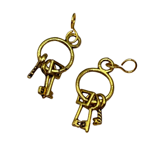 Circle Gold Key Ring Keys Doll Earring DANGLES ONLY • 18” Fashion Doll Jewelry