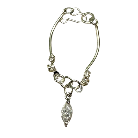 Clear Rhinestone Dangle Curved Silver Link Doll Necklace • 10-12 Inch Fashion 1:6 Doll Jewelry