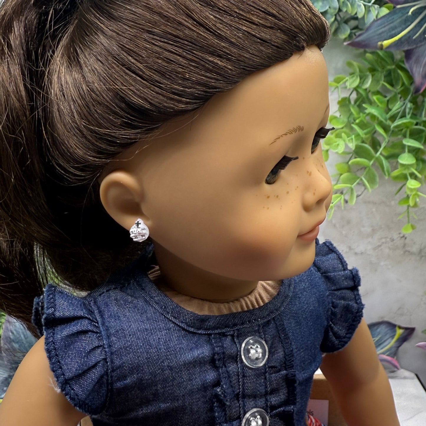 Mummy Halloween Post Doll Earrings • 2mm Post • fits 18” American Girl Doll