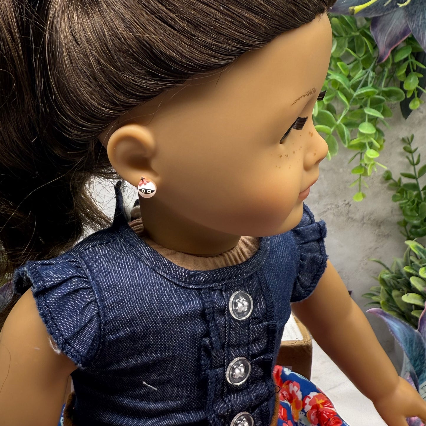 Mummy Halloween Post Doll Earrings • 2mm Post • fits 18” American Girl Doll
