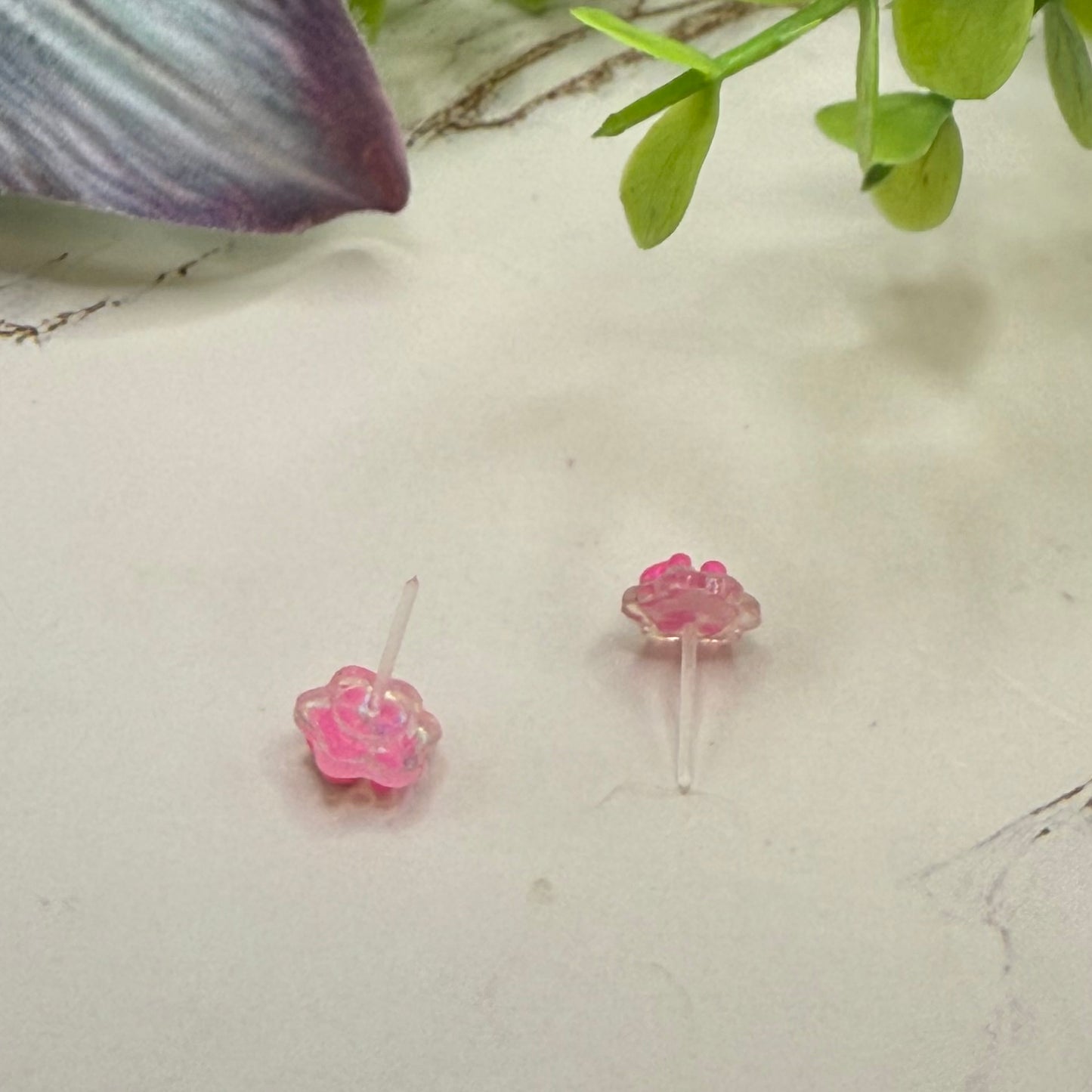 Pink Translucent Acrylic Paw Print Post Doll Earrings • 18 Inch Fashion Doll Jewelry
