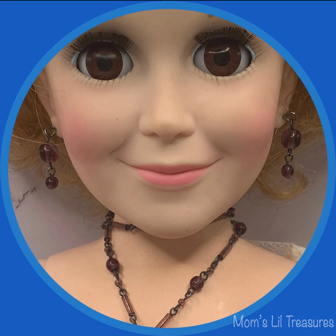 Lariat Wrap Purple Doll Necklace Earrings Set • 18-20 Inch Vintage Doll Jewelry