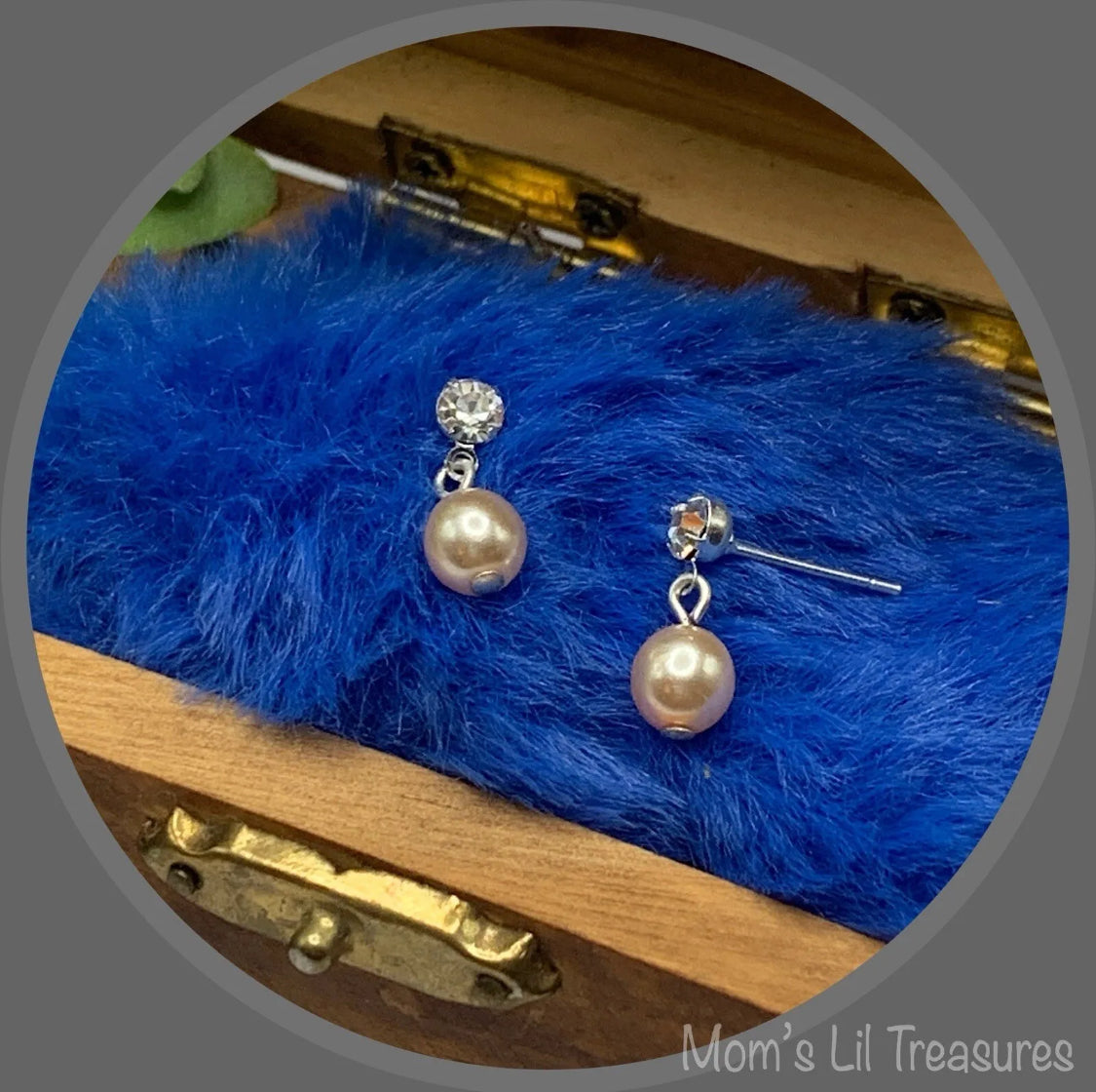 Light Pink Pearl Rhinestone Stud Dangle Earrings • 14 Inch Fashion Doll Jewelry
