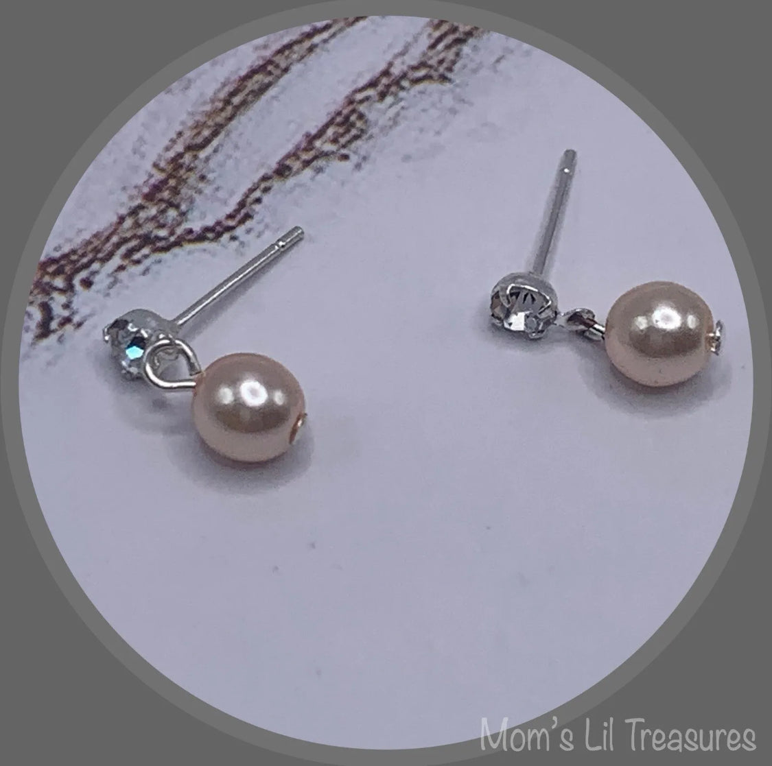 Light Pink Pearl Rhinestone Stud Dangle Earrings • 14 Inch Fashion Doll Jewelry