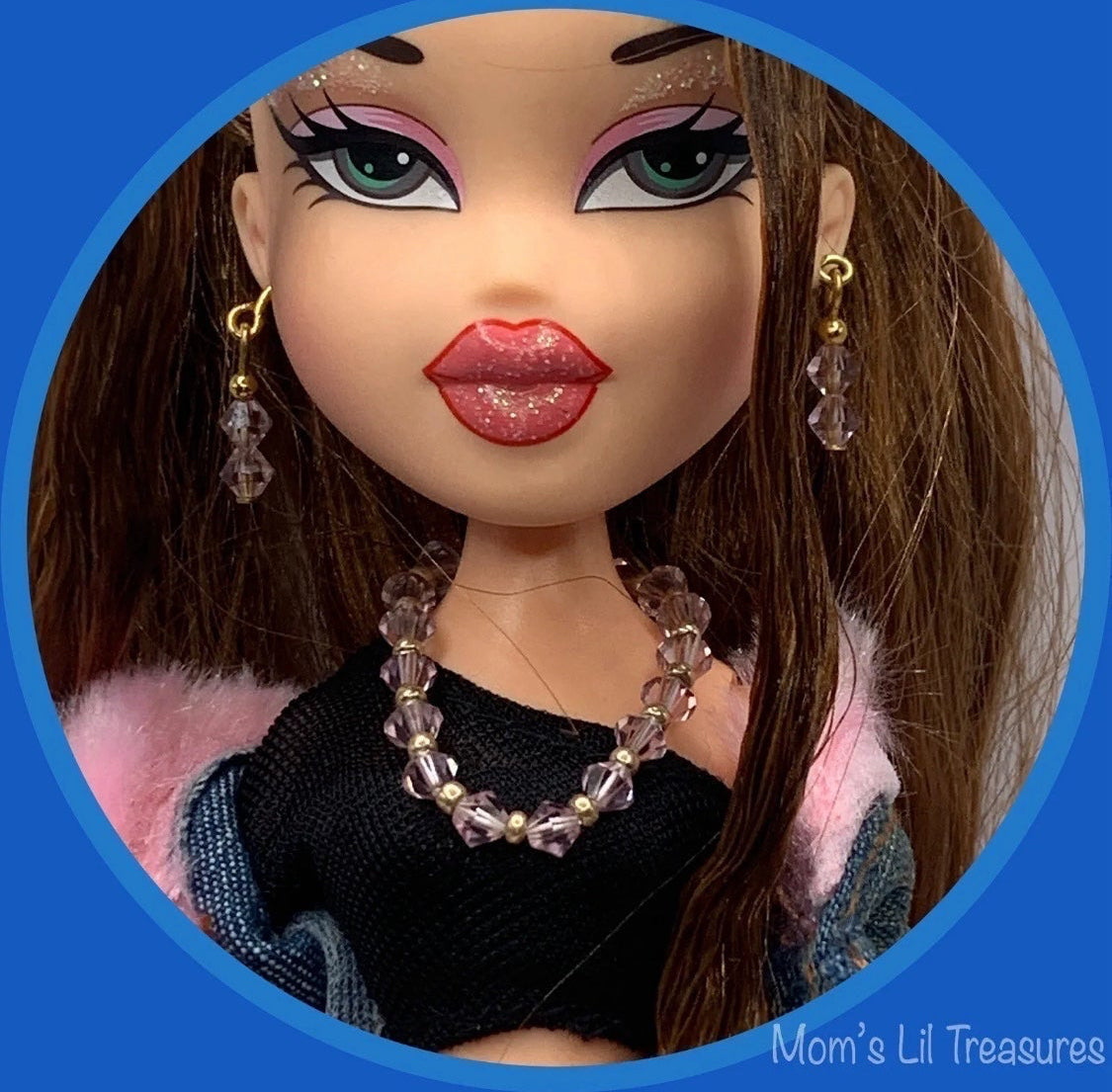 Light Pink Doll Necklace Earring Set • 10-12” Trend Fashion Doll Jewelry