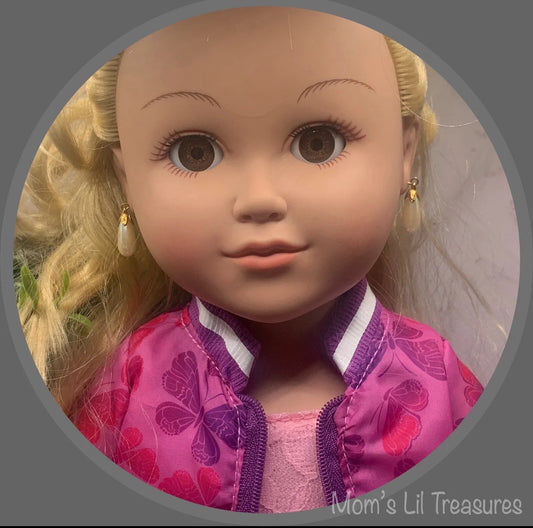 Pearl Teardrop Dangle Doll Earrings for 18” Doll • 18 Inch Fashion Doll Jewelry