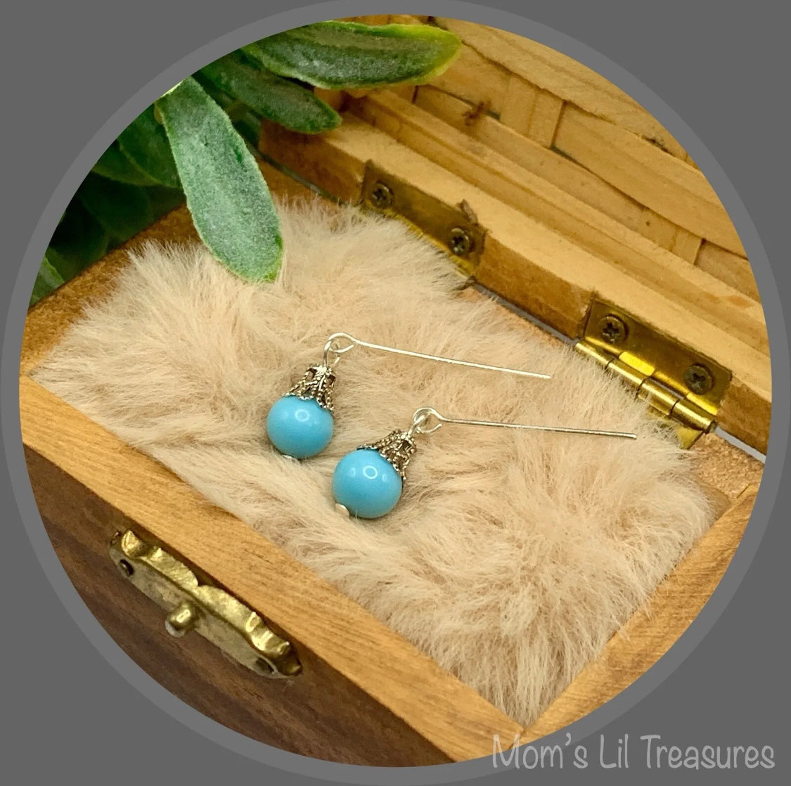 Light Turquoise Blue Dangle Doll Earrings • 18 Inch Fashion Doll Jewelry