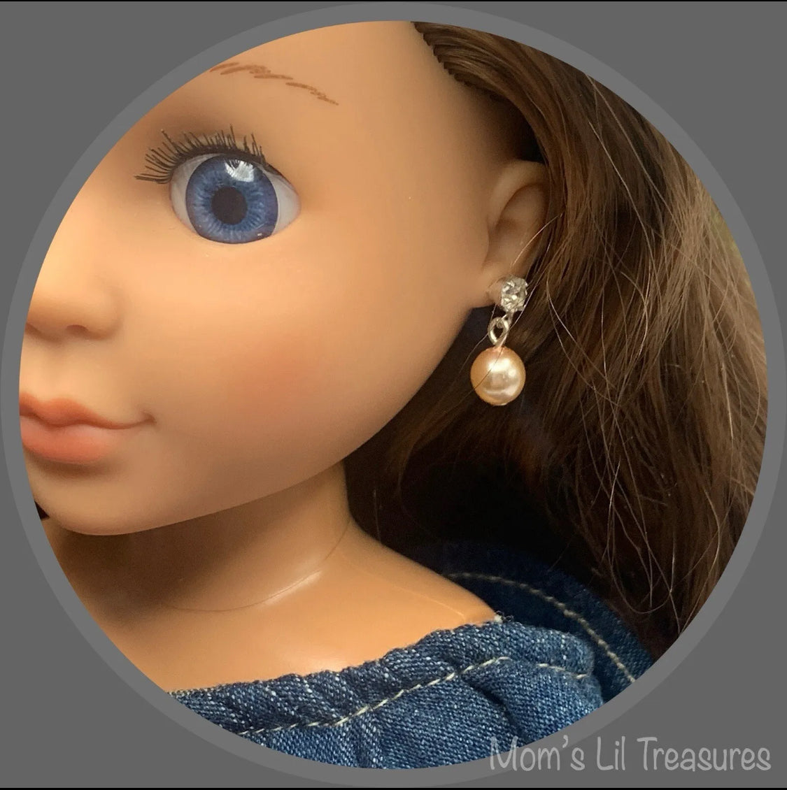 Light Pink Pearl Rhinestone Stud Dangle Earrings • 14 Inch Fashion Doll Jewelry