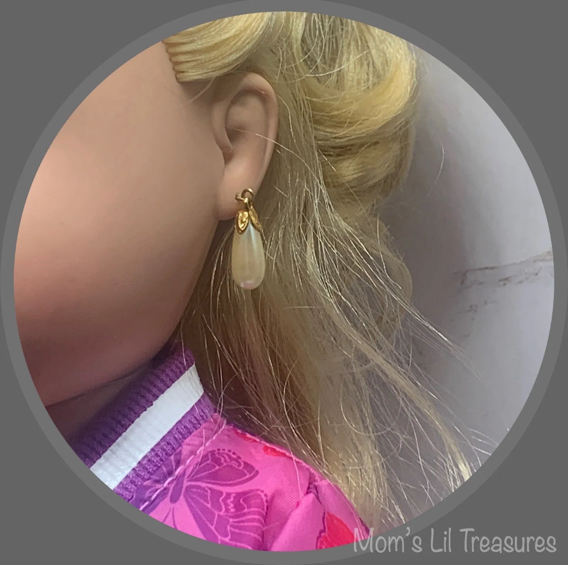 Pearl Teardrop Dangle Doll Earrings for 18” Doll • 18 Inch Fashion Doll Jewelry