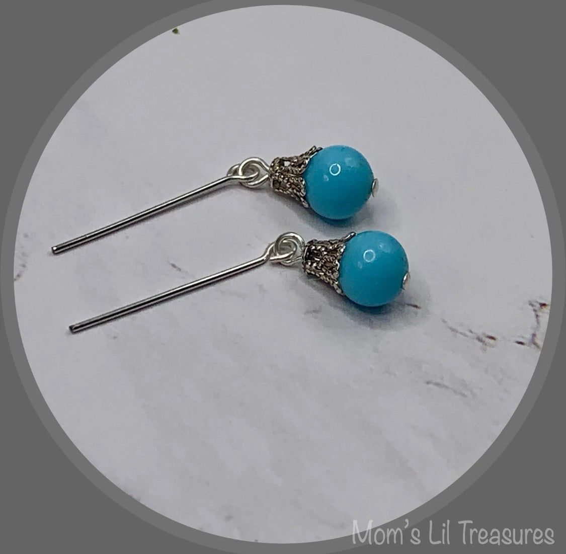 Light Turquoise Blue Dangle Doll Earrings • 18 Inch Fashion Doll Jewelry