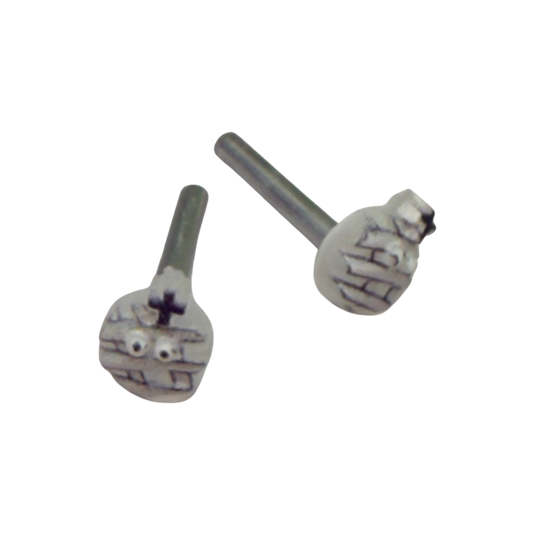 ✨Handmade Post Doll Earrings (Only fit 2mm drilled pierced ears) Designed to Fit popular 18 Inch Fashion Dolls: add some “Spooky Halloween 🎃” style to your favorite doll!✨
Cute Halloween mummy post stud doll earrings • 2mm silver post.