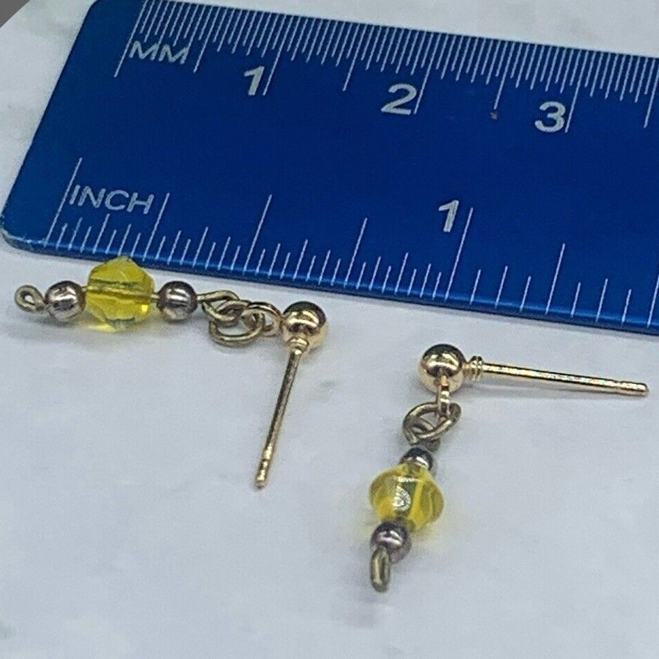 Light Yellow Glass Crystal Doll Necklace Earring Set • 16” Fashion Doll Jewelry